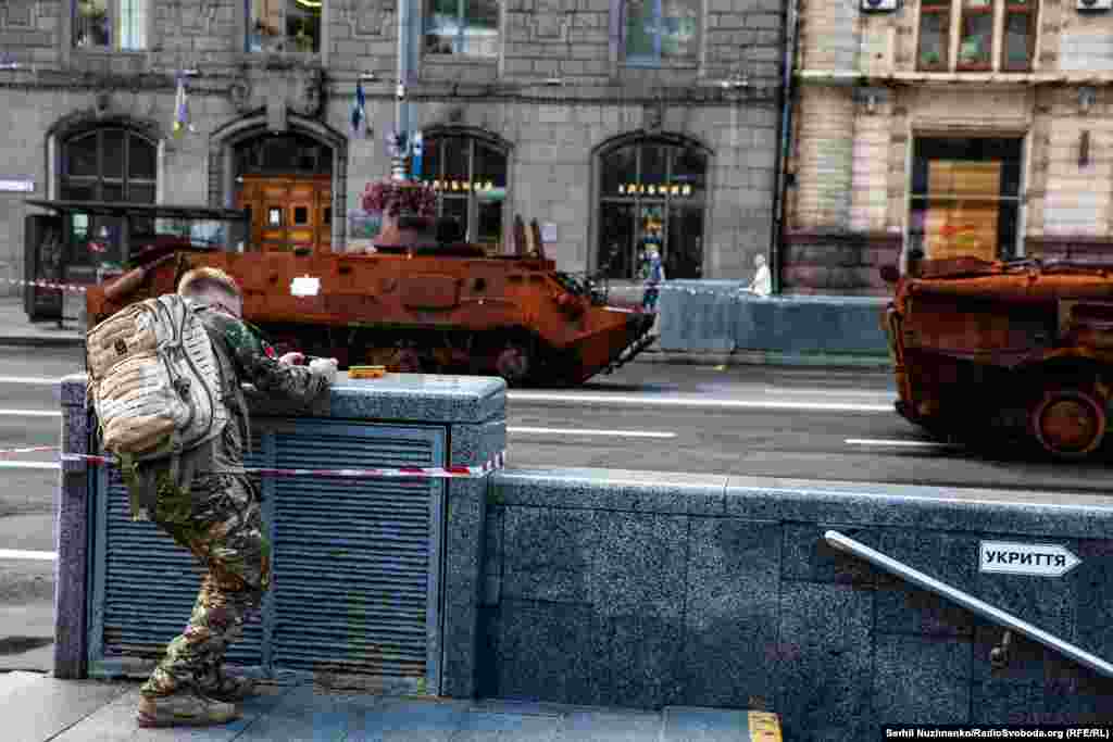 Уничтоженная военная техника российской армии на Крещатике. Киев, 21 августа 2023 года