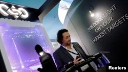 At the annual 2020 European Police Congress in Berlin, Germany,  NSO Group, the Israeli technology firm that sells Pegasus spyware, touts the firm's "shedding light on your darkest targets."