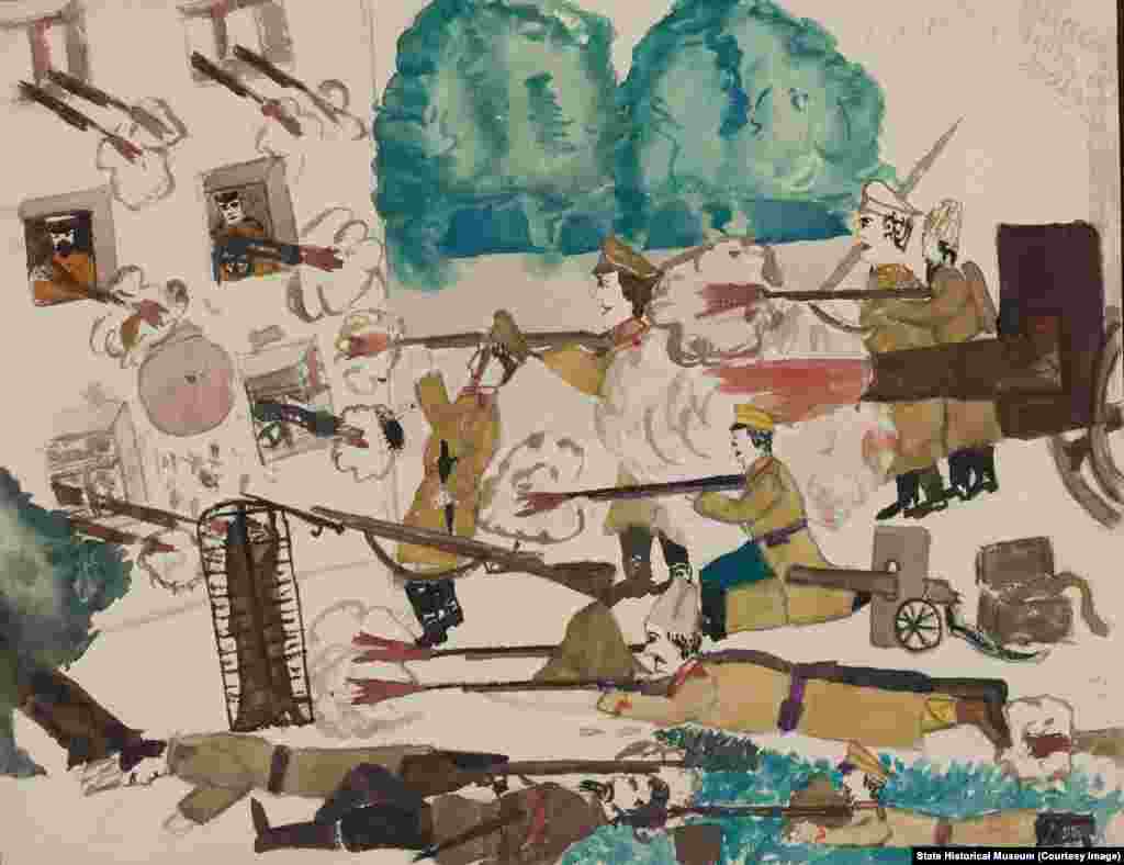 "Читая эти тексты, во-первых, ты понимаешь огромную разницу между двумя революциями: что такое февраль, и что такое октябрь. То есть одна революция &ndash; это революция, которая освободила страну от тирании, а вторая революция &ndash; это кровавый переворот, который в тиранию в страну вверг", &ndash; рассказывает Лукьянов. Неизвестный автор. "Гражданская война в Москве"