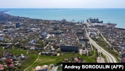Город Бердянск Запорожской области, расположенный на побережье Азовского моря, 30 апреля 2022 года
